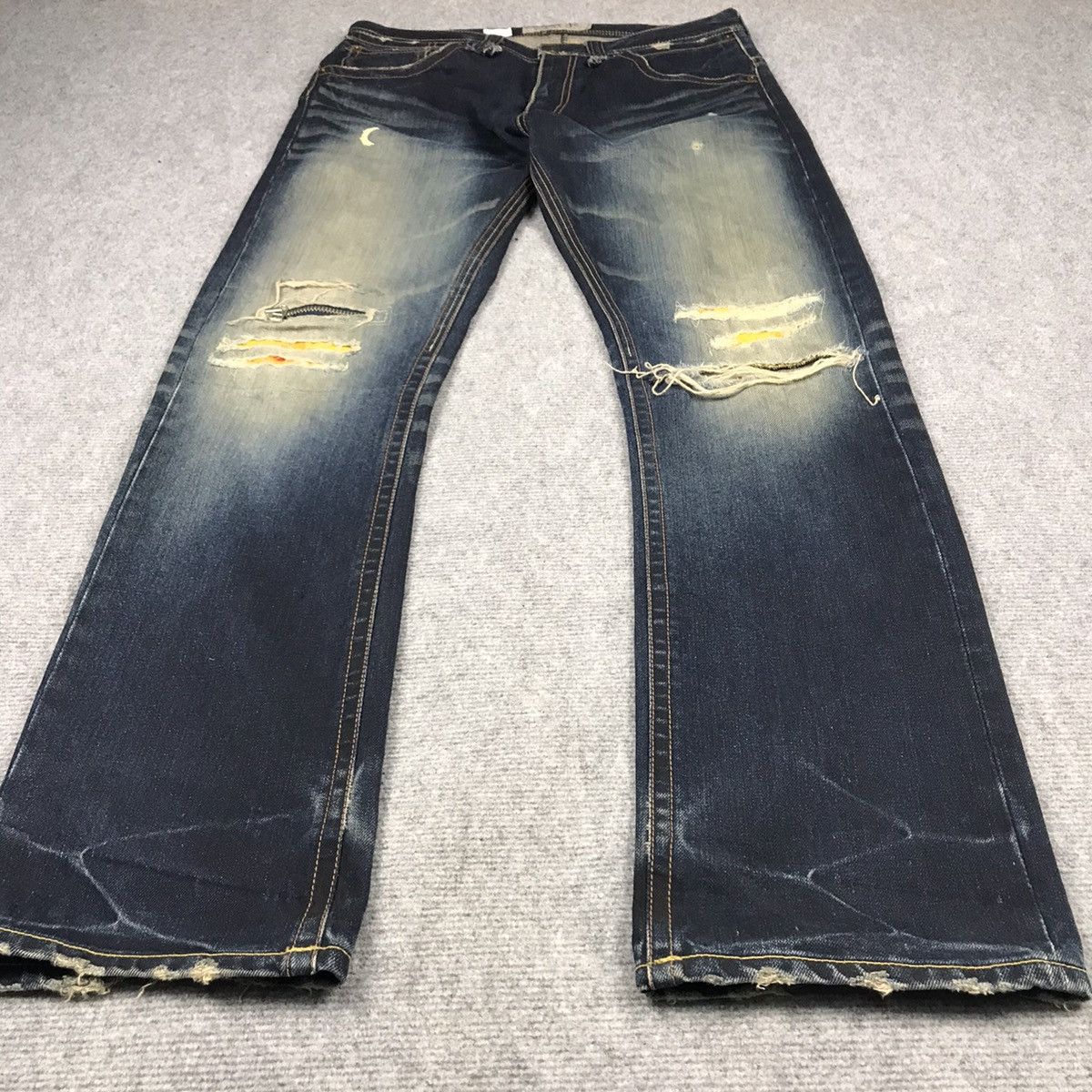 Japanese Brand × TROVE RIPPED DISTRESSED💀BLUE FADED TROVE DENIM PANTS Size US 33 - 3 Thumbnail