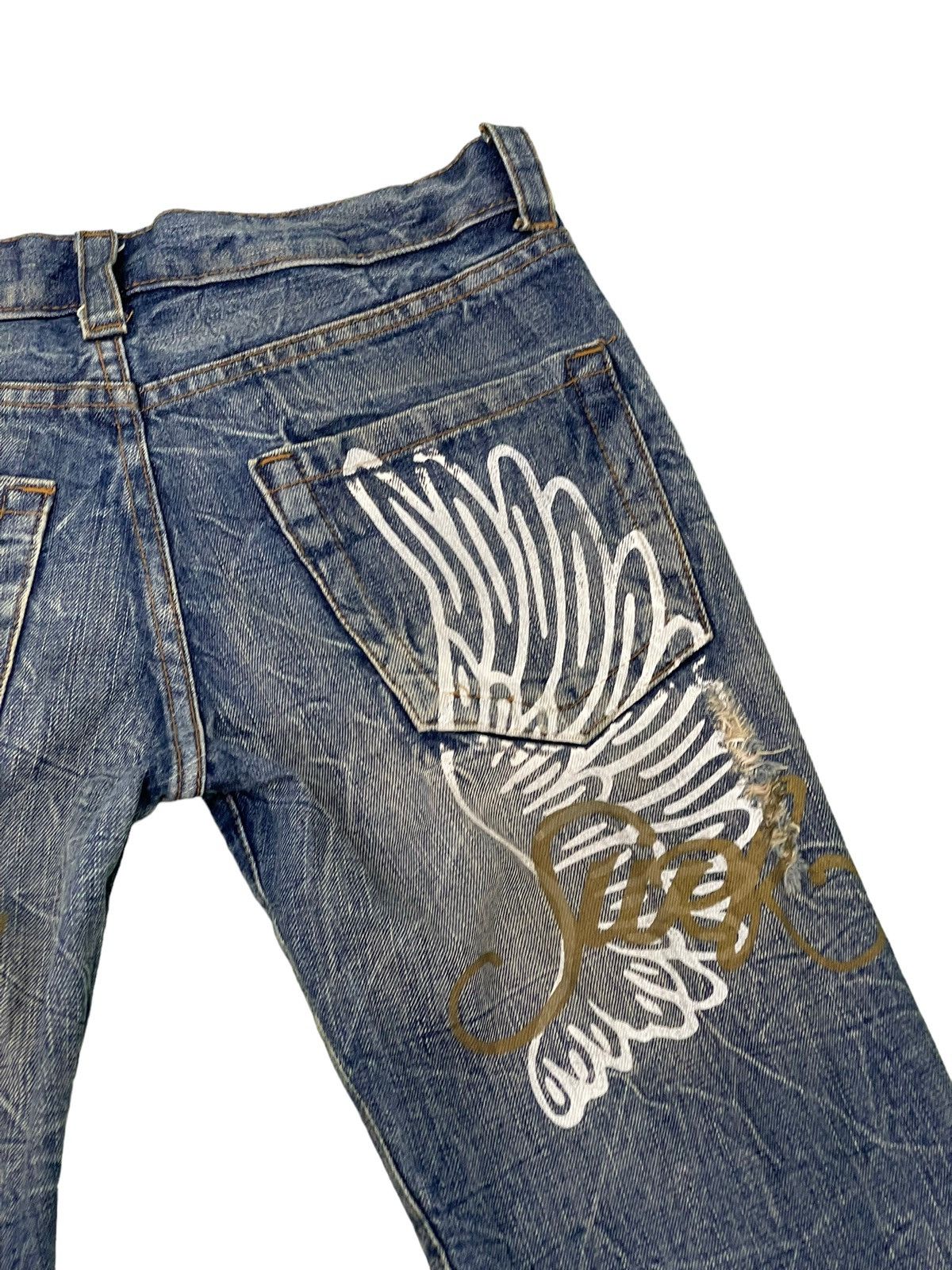 Japanese Brand Distress Jeans K.U.I Acid Wash Low Rise Denim Straight 5🟦9 Size US 30 / EU 46 - 12 Thumbnail