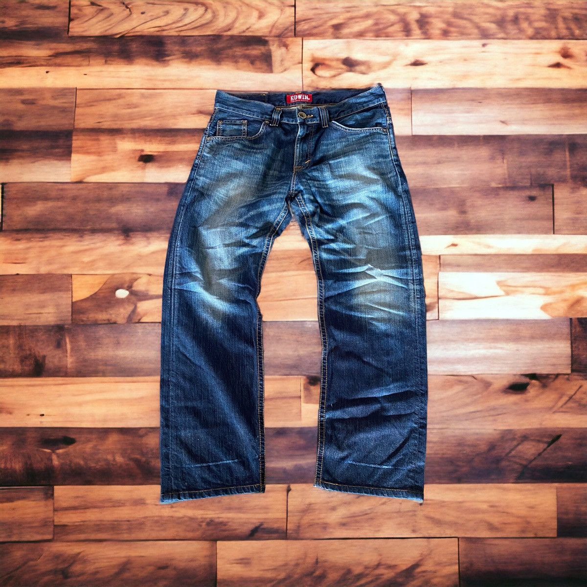 image of Edwin Exclusive Vintage Distressed Denim 35 in Blue, Men's