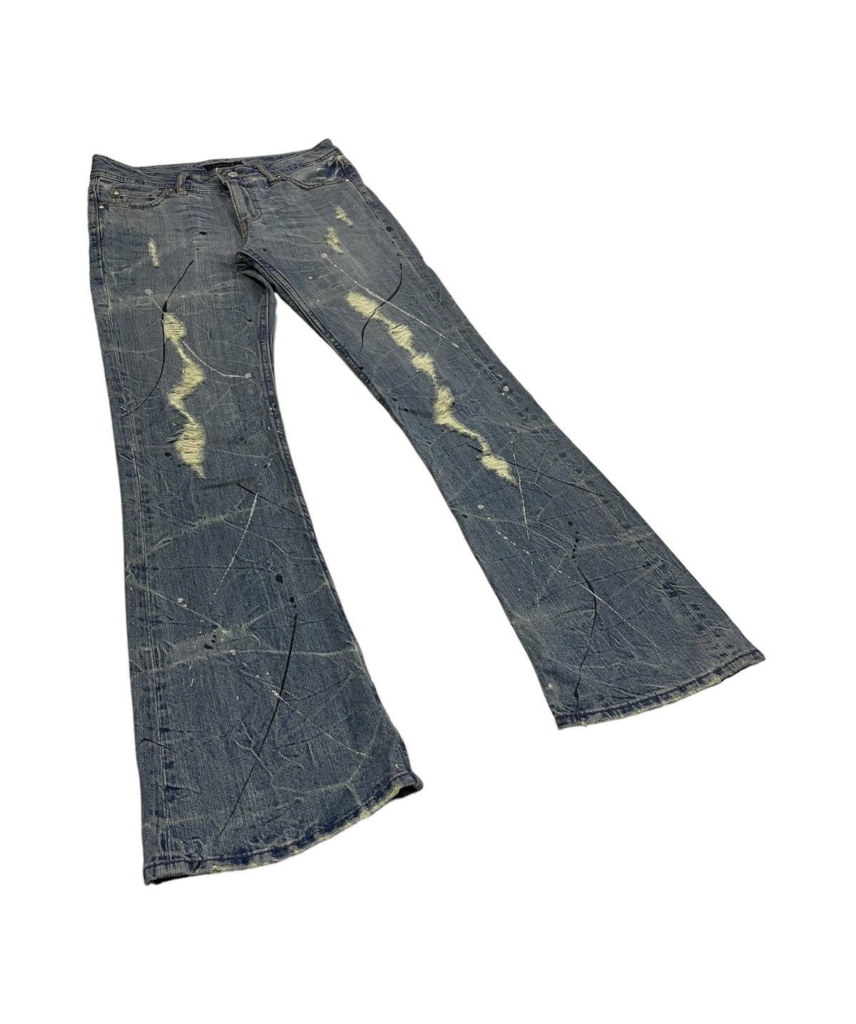 Japanese Brand Vintage Theoria Japan Flare Distressed Jeans Hysteric Style Size US 29 - 1 Thumbnail