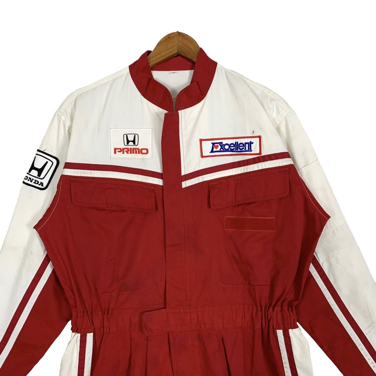 image of Vintage Honda Primo Excellent Racingteam Overall Coveralls in Red/White, Men's (Size 33)