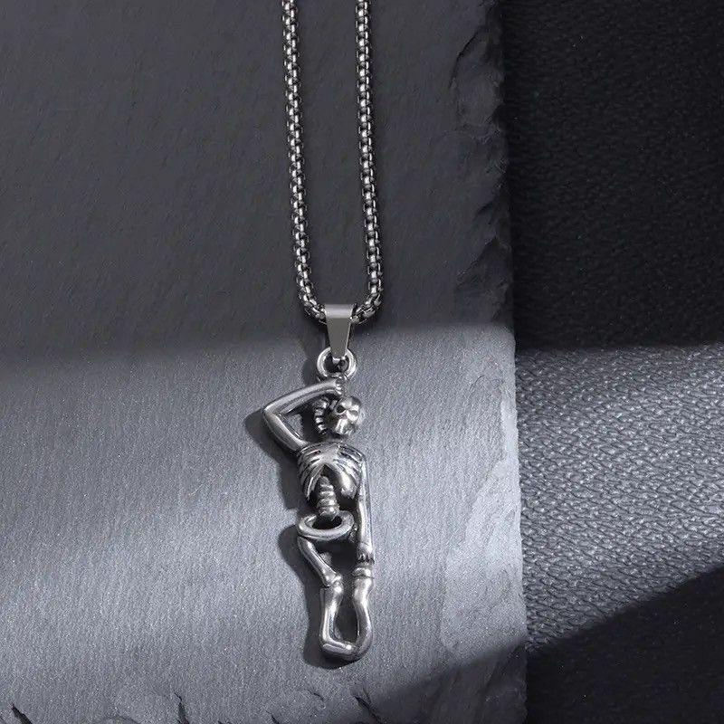 Jewelry Dancing Skull Ghost Necklace Size ONE SIZE - 1 Thumbnail