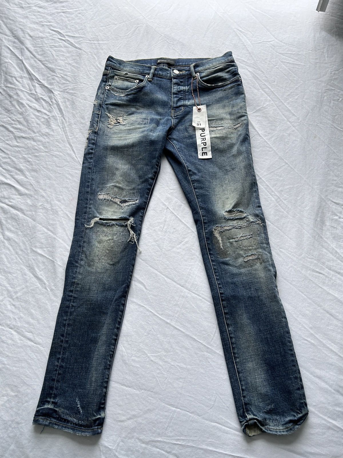 PURPLE BRAND Outlined Monogram Skinny Jeans