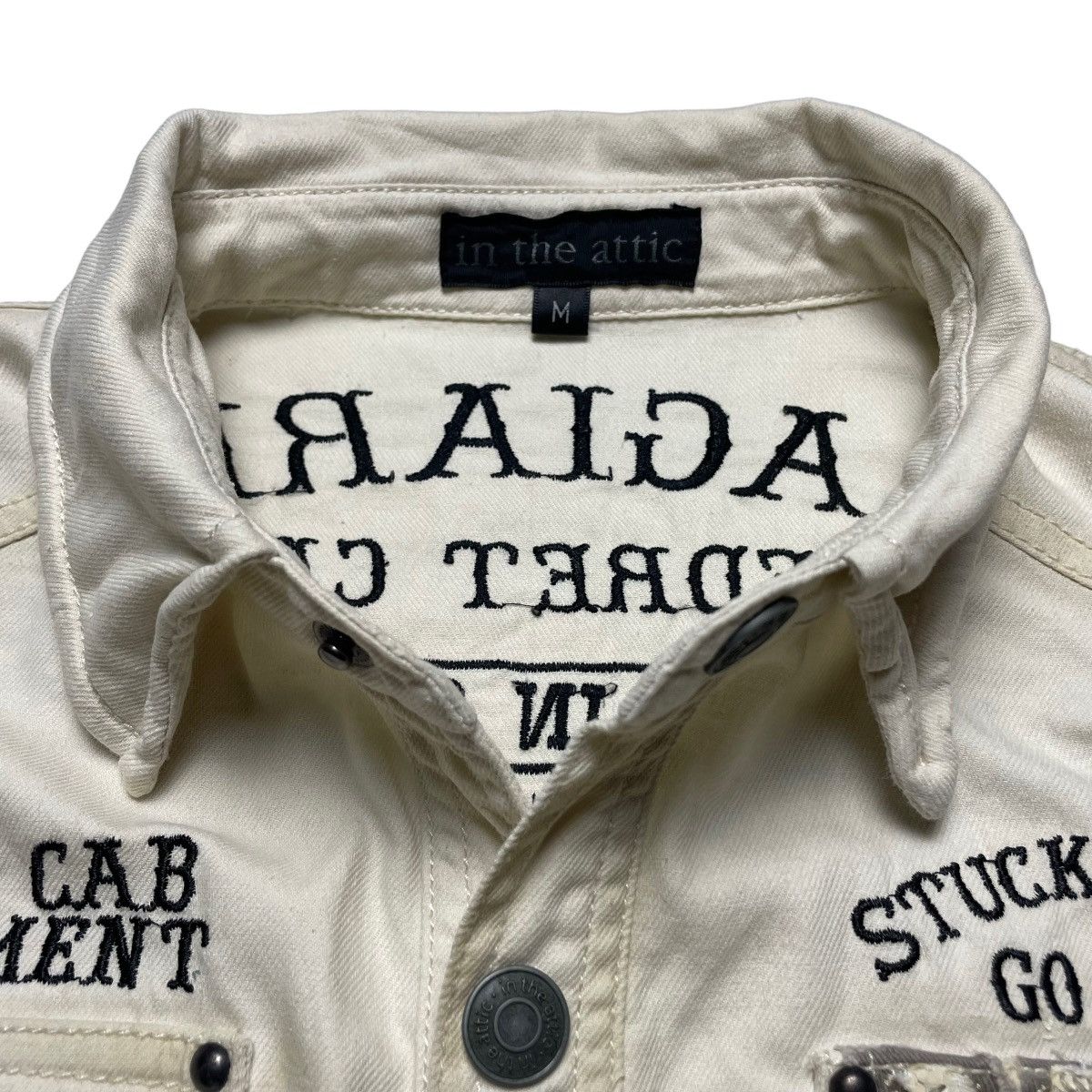 Le Grande Bleu (L.G.B.) 🇯🇵 IN THE ATTIC EMBROIDERED WORDING BUTTON UP SHIRT Size US M / EU 48-50 / 2 - 6 Thumbnail