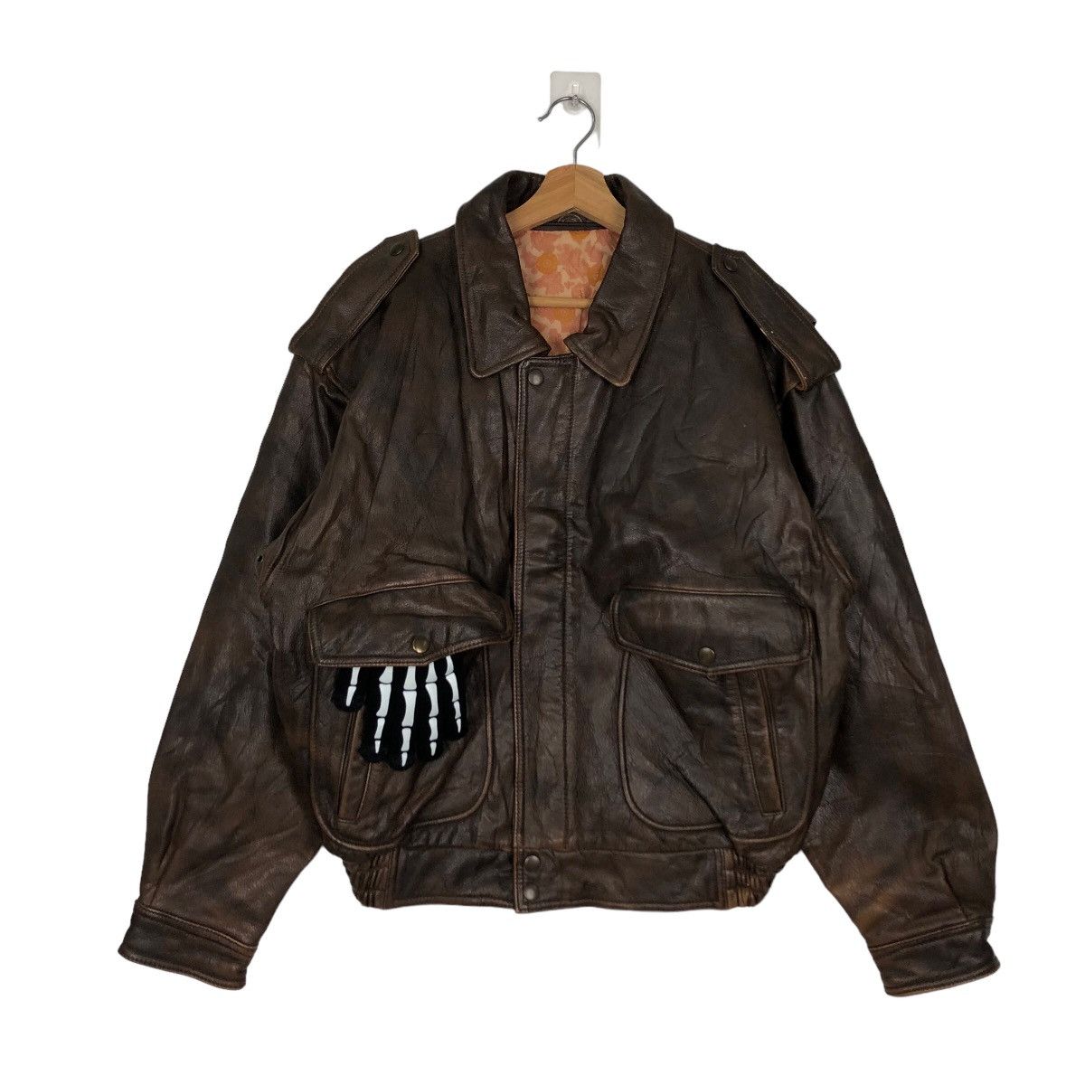 Japanese Brand VINTAGE BOMBER JACKET GENUINE LEATHER TIGER DOT LINING JAPAN Size US S / EU 44-46 / 1 - 1 Thumbnail