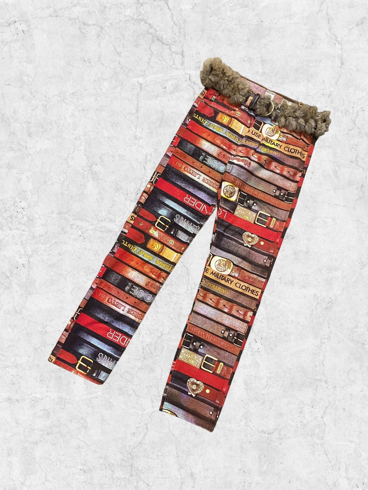 Moschino × Vintage Moschino Belt All Over Print Denim With Leather Racoon Belt Size US 32 / EU 48 - 4 Thumbnail