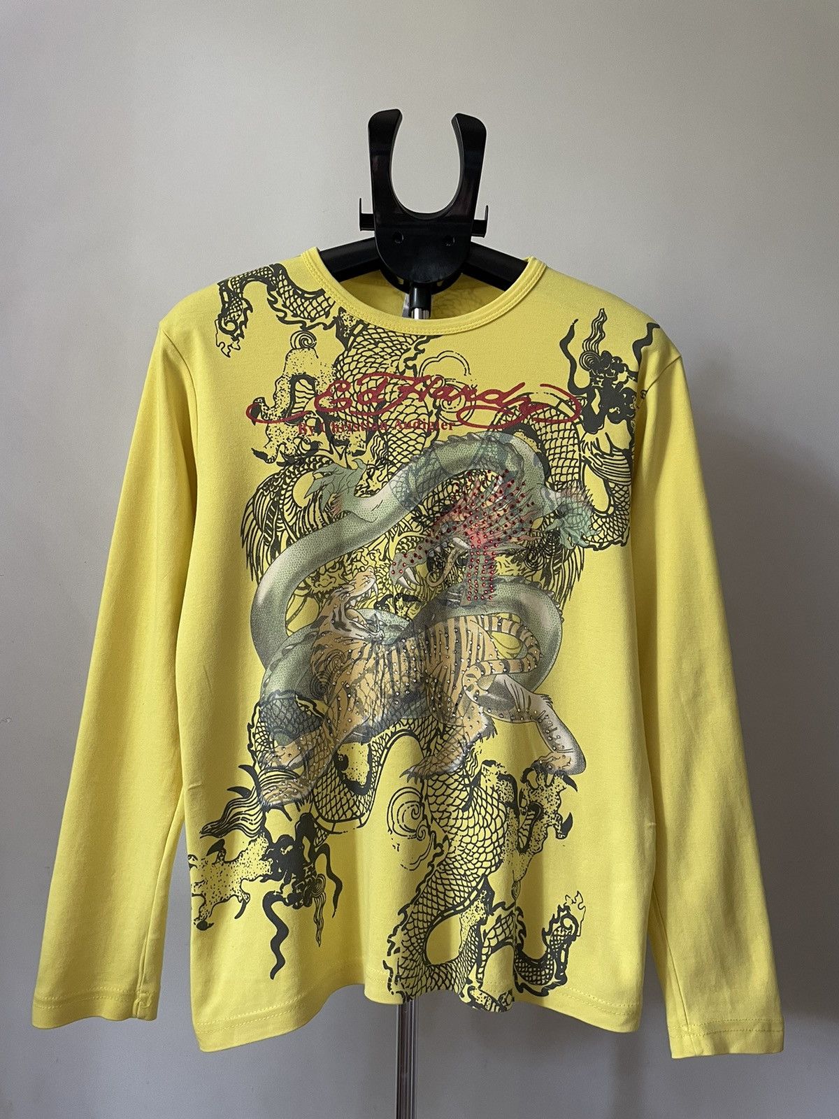 image of By Christian Audigier Y2K Full Print in Yellow, Men's (Size Medium)