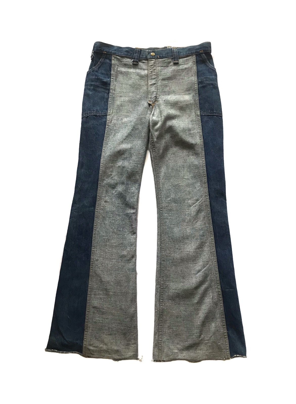 If Six Was Nine VINTAGE 70'S LEE GEMINI REVERSIBLE TWO TONED FLARE JEANS Size US 31 - 4 Thumbnail