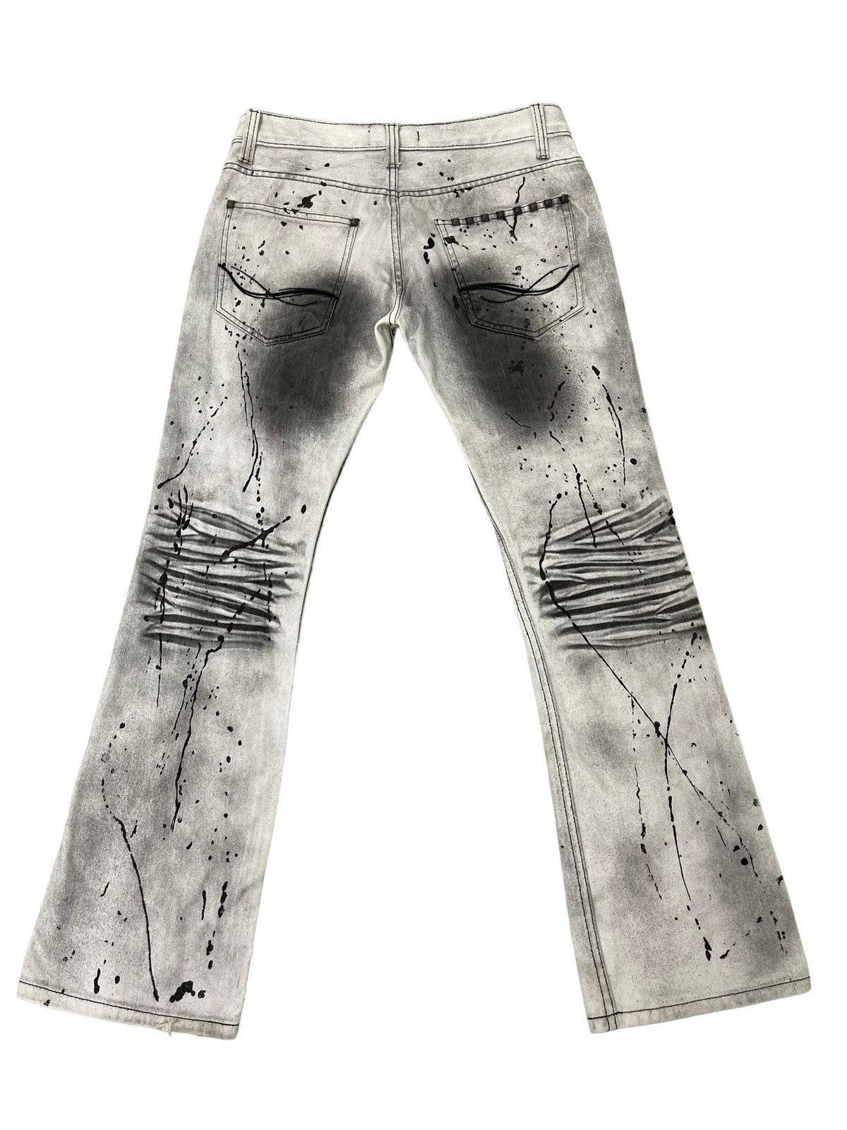Japanese Brand Flare Jeans CavariA Painted Denim Low Rise Boot Cut 5🟦9 Size US 32 / EU 48 - 3 Thumbnail