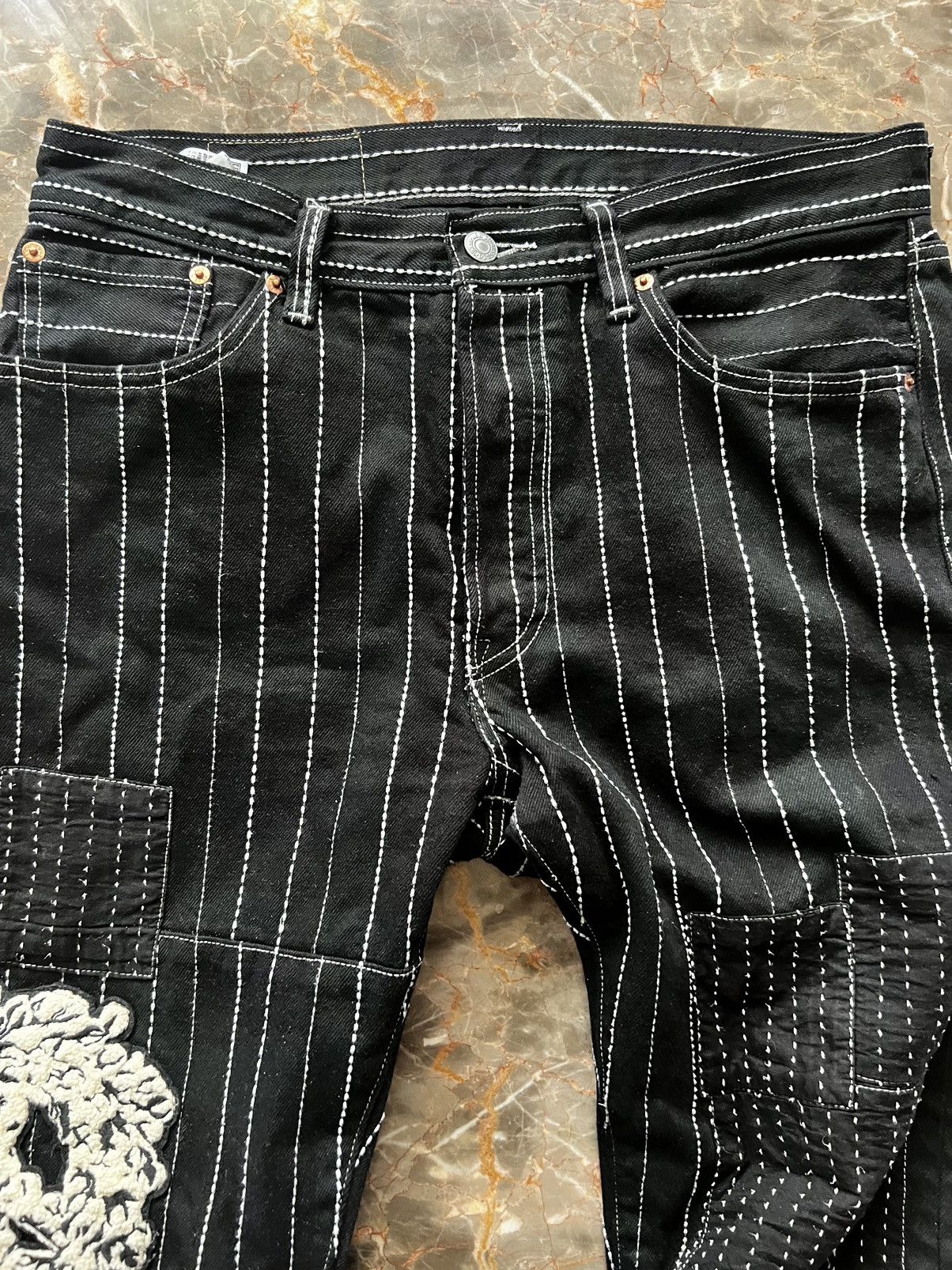 DENIM TEARS × Levi's Denim Tears Levi’s Patchwork 501 Denim Size US 34 / EU 50 - 4 Thumbnail