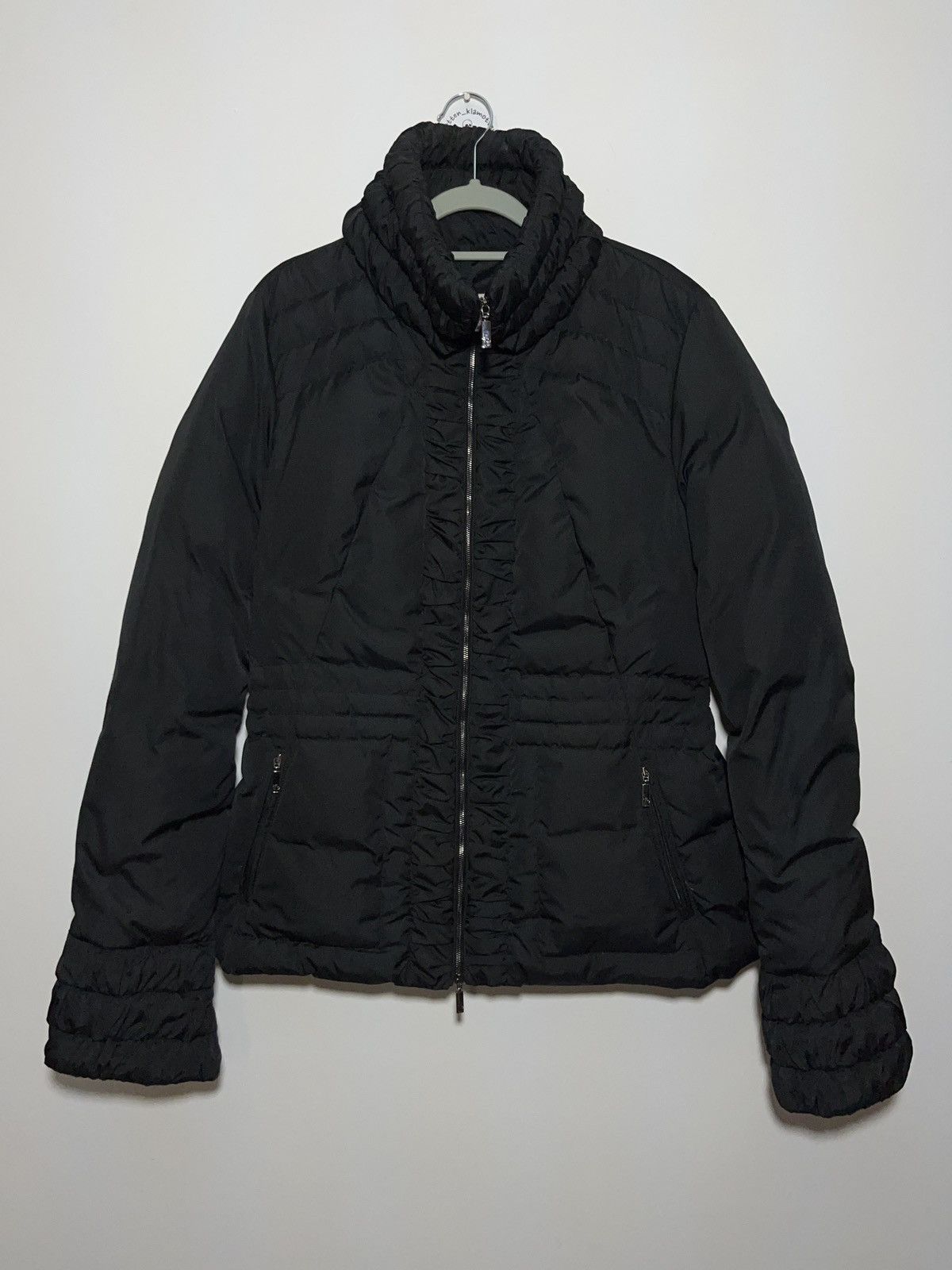 image of Black Moncler Avant Garde Ruffled Down Jacket Size 5, Women's