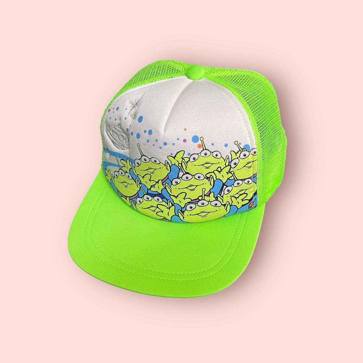 image of Cartoon Network x Trucker Hat Vintage Toy Story Disney X Pixar Alien Trucker Snapback in Neon Green
