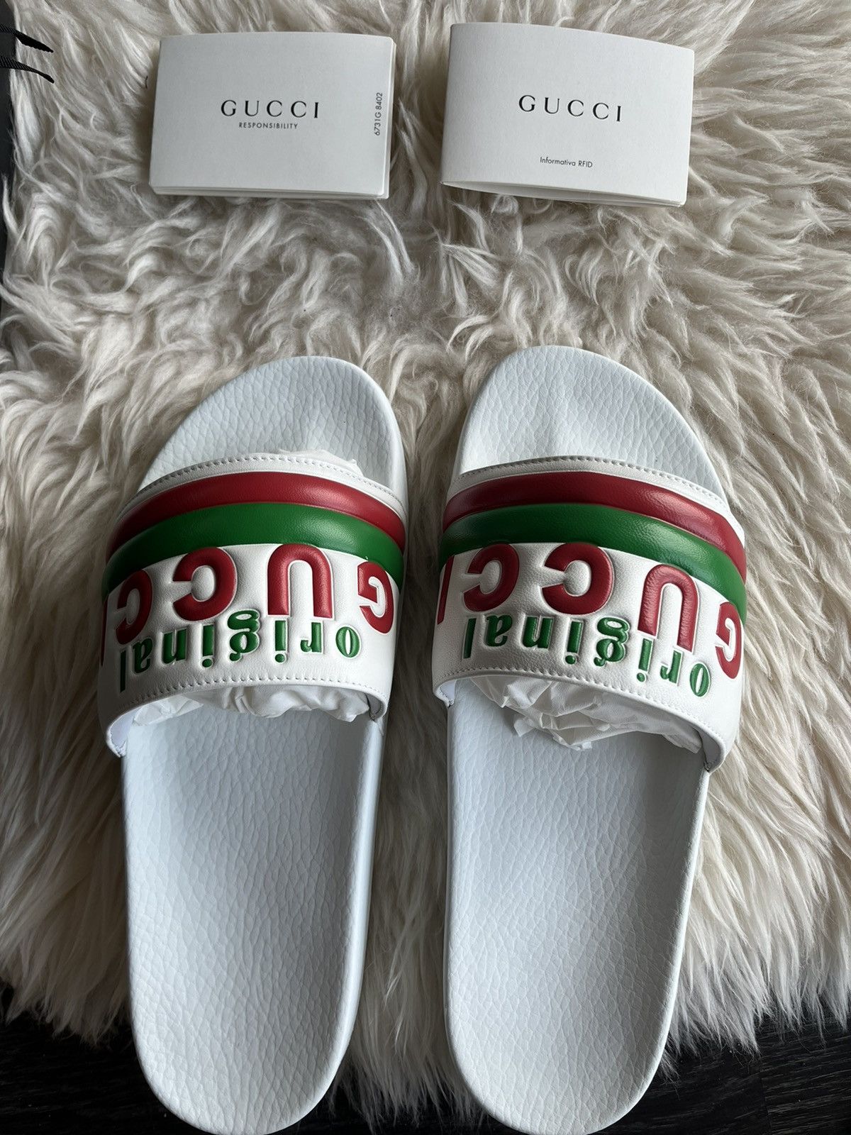 Gucci Super Runway Brand New Gucci Logo Leather Sandal Slides Rare Size US 9 / EU 42 - 1 Thumbnail