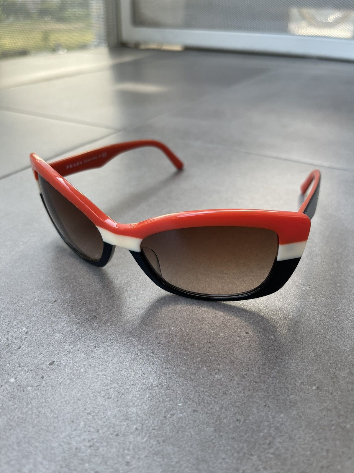 Prada Prada SPR 03N DAN-6S1 Black White Red Sunglasses Size ONE SIZE - 2 Thumbnail