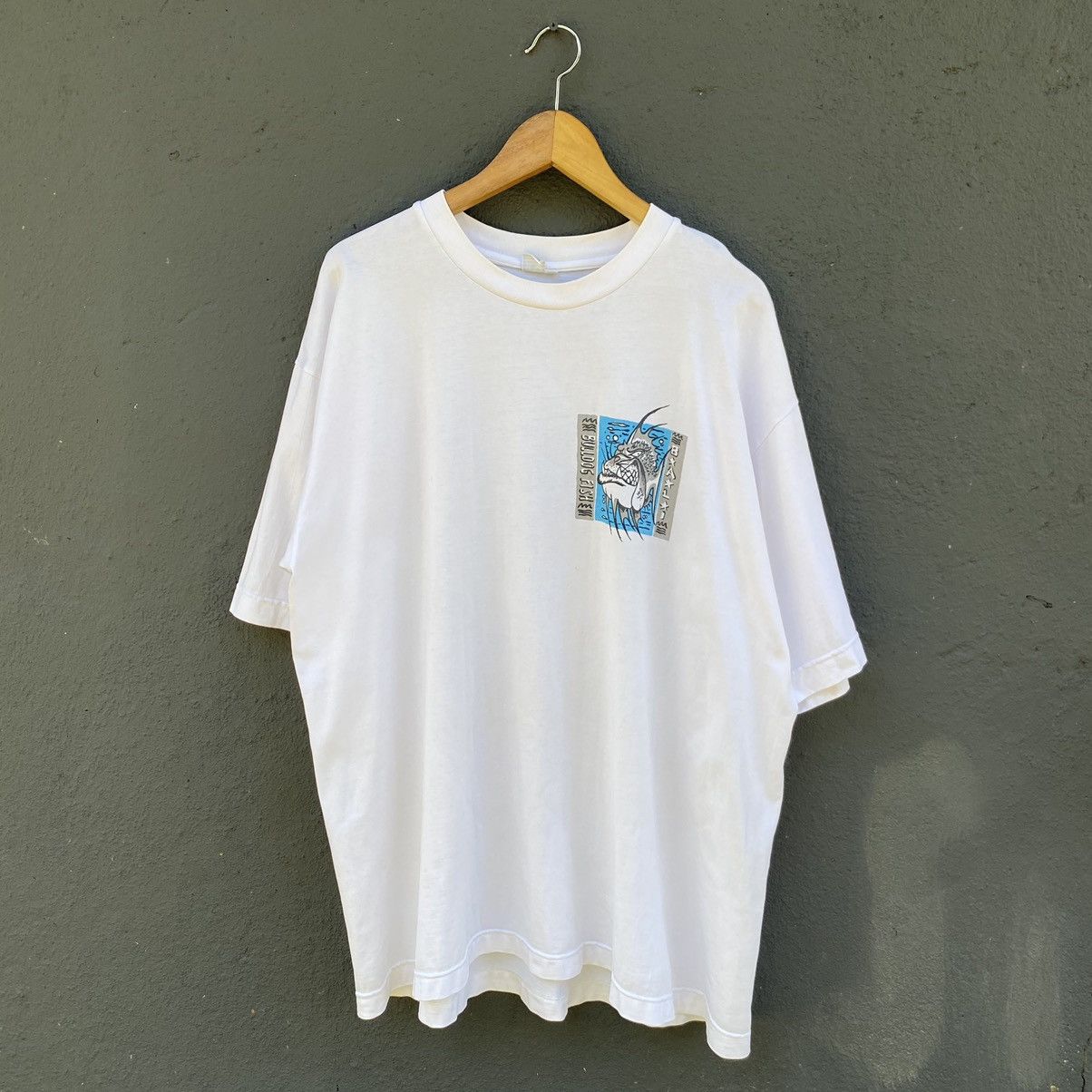 Vintage Vintage 90s Bulldog Fish Bali Surf ERD GRUNGE THRASHED TEE Size US XXL / EU 58 / 5 - 2 Thumbnail