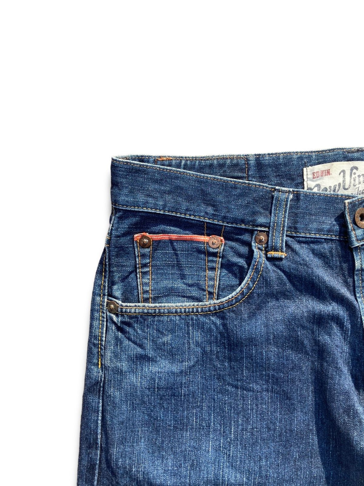 Edwin × Vintage Vintage Y2K Edwin Indigo Distressed Kaihara Denims Size US 34 / EU 50 - 6 Thumbnail