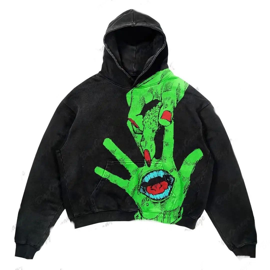 Y2K screaming palm print hoodies