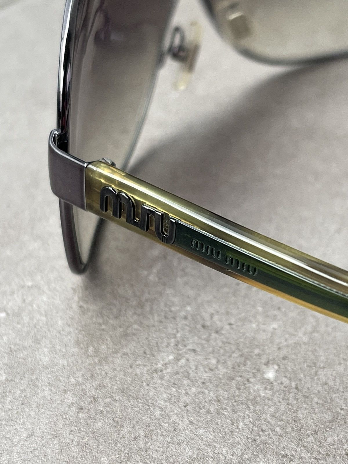 Prada !DS! Miu Miu SMU50G 5AV-2Q1 Marble Silver Shield Sunglasses Size ONE SIZE - 7 Thumbnail