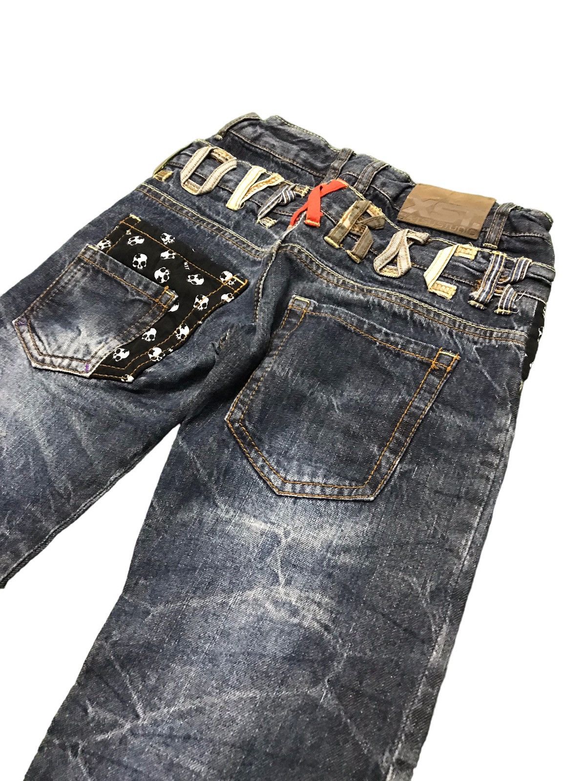 🔥BEST OFFER🔥 Batsu Studio Double Waist Skull Denim Jeans