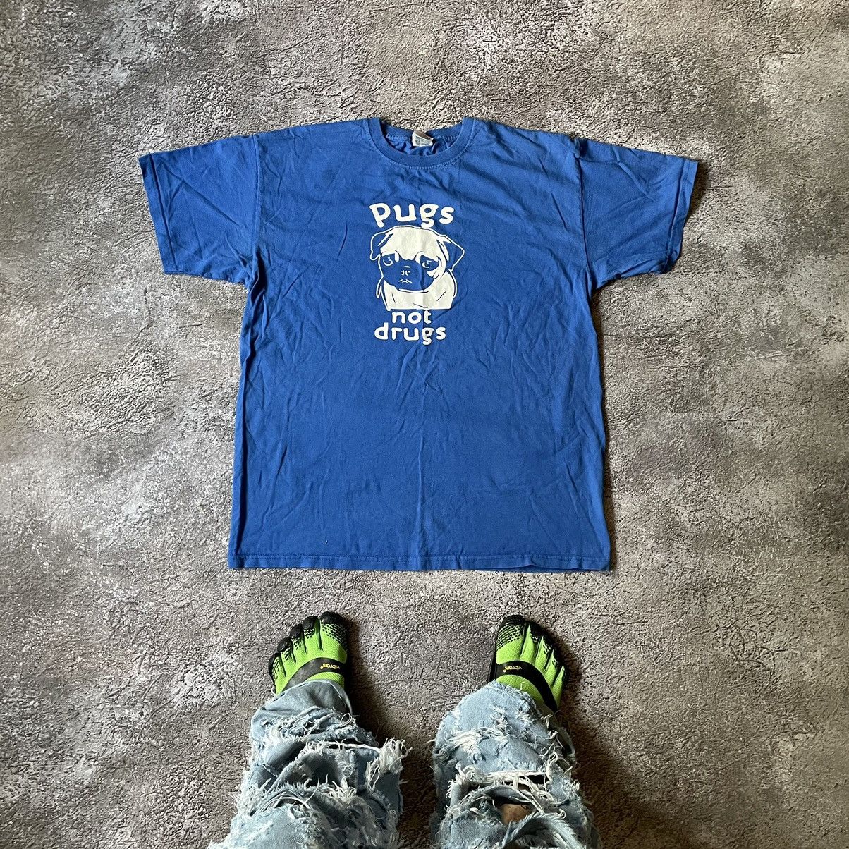 Vintage Vintage Y2K Pugs Not Drugs Graphic Tee Royal Blue Swag XL Size US XL / EU 56 / 4 - 1 Thumbnail