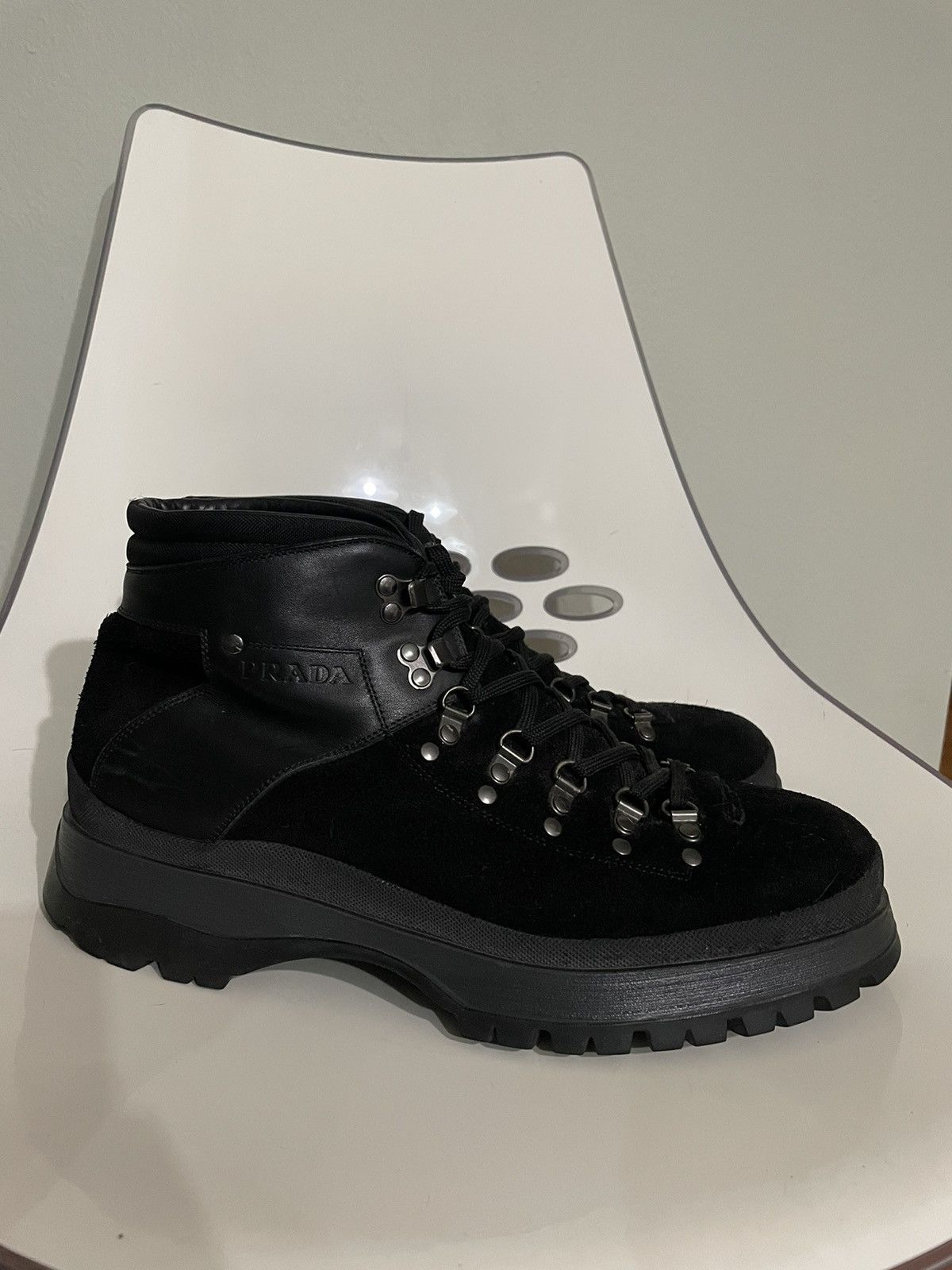 Prada Black Suede Prada Hiking Boots Size US 9.5 / EU 42-43 - 1 Thumbnail