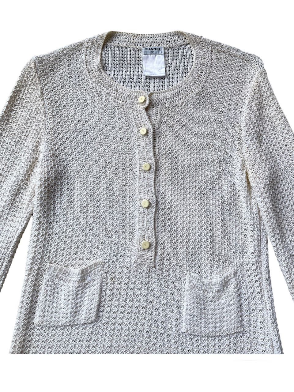 Chanel 2002 Chanel Crochet Henley Sweater Size S / US 4 / IT 40 - 3 Thumbnail