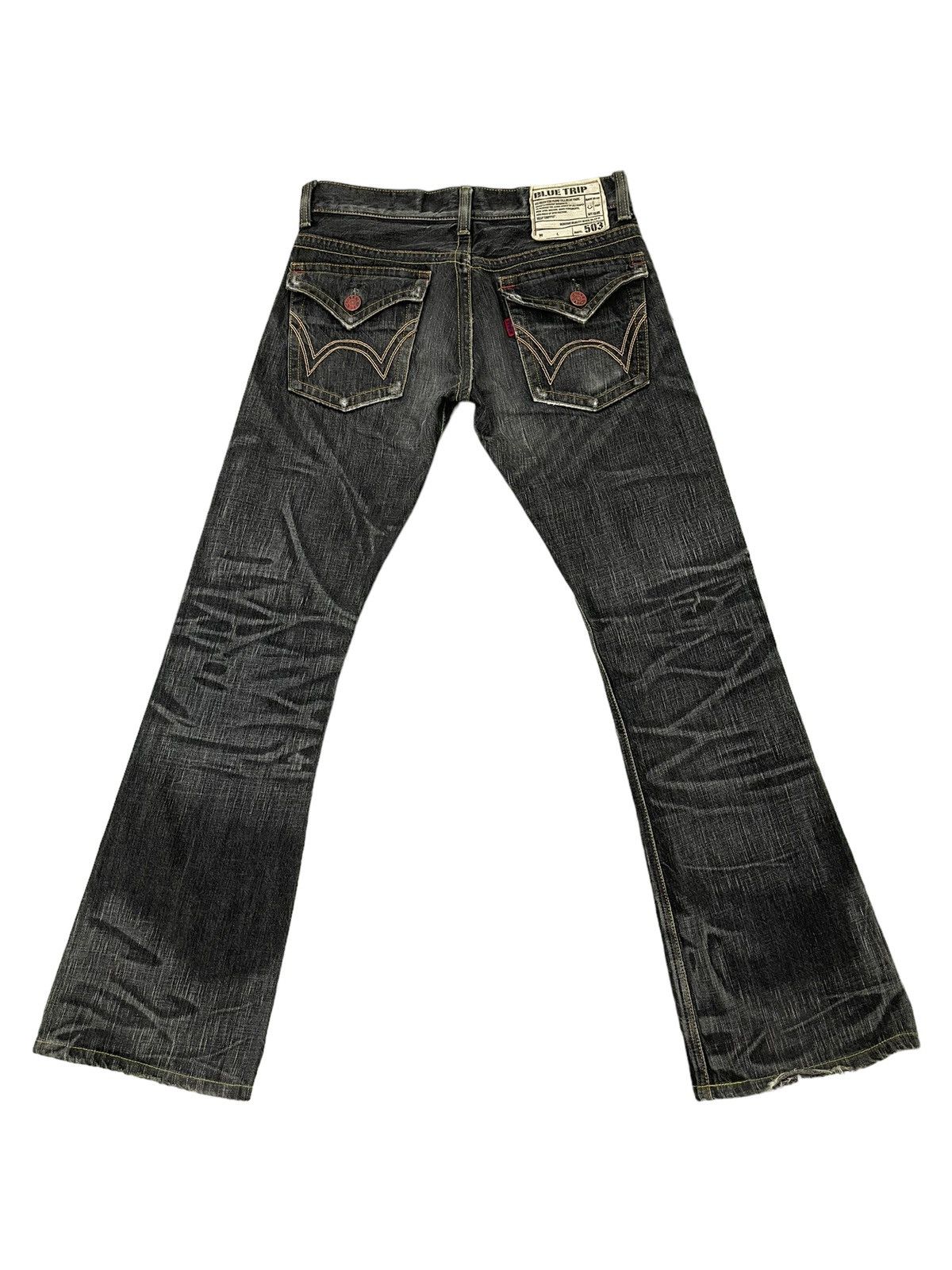Japanese Brand Flare Jeans Edwin Japan Distress Acid Wash Boot Cut 5🟦7T Size US 30 / EU 46 - 12 Thumbnail