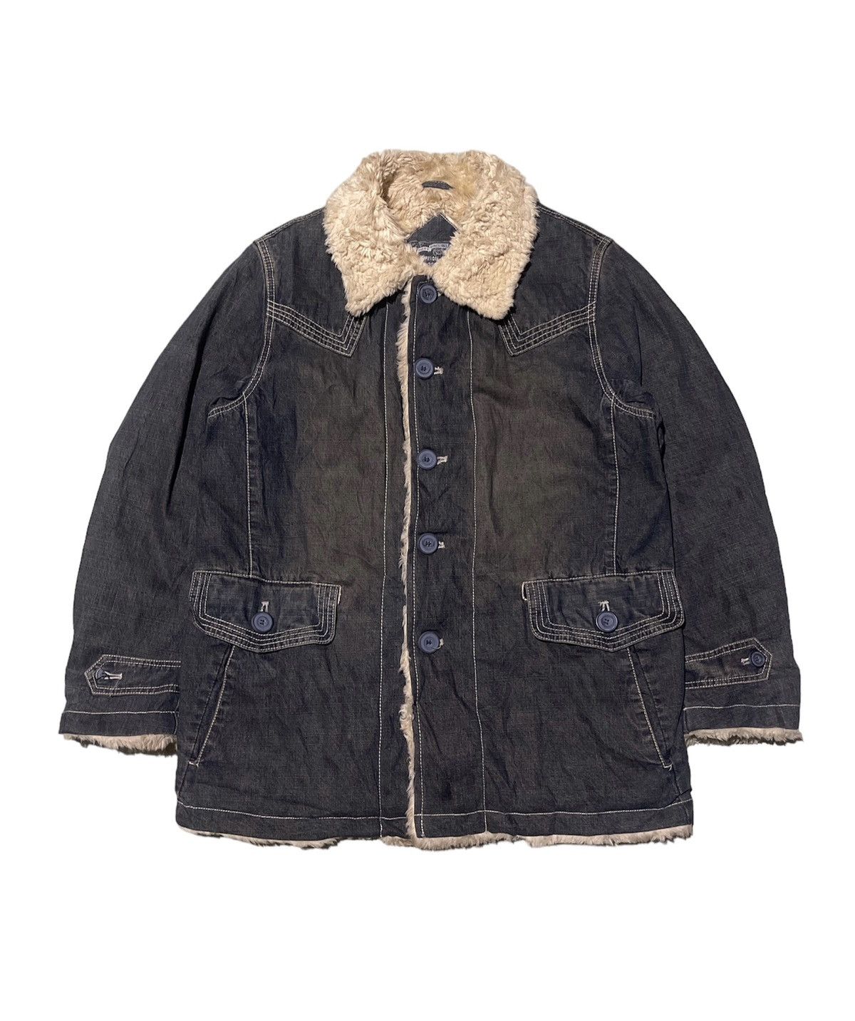 Japanese Brand Vintage Allix Design Fur Denim Jacket Size US M / EU 48-50 / 2 - 1 Thumbnail