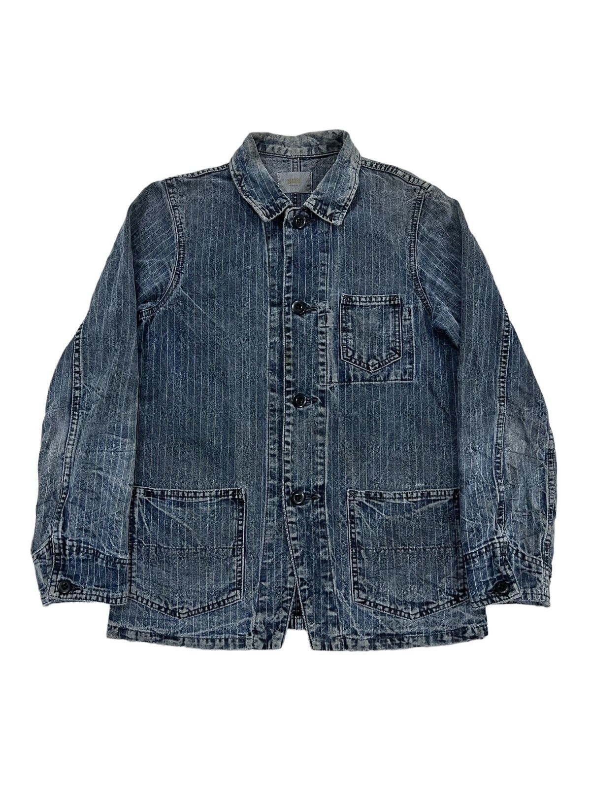 45rpm 90s Domingo 🇯🇵 Indigo Dye Stripe 4 Pockets Workwear Jacket Size US S / EU 44-46 / 1 - 1 Thumbnail