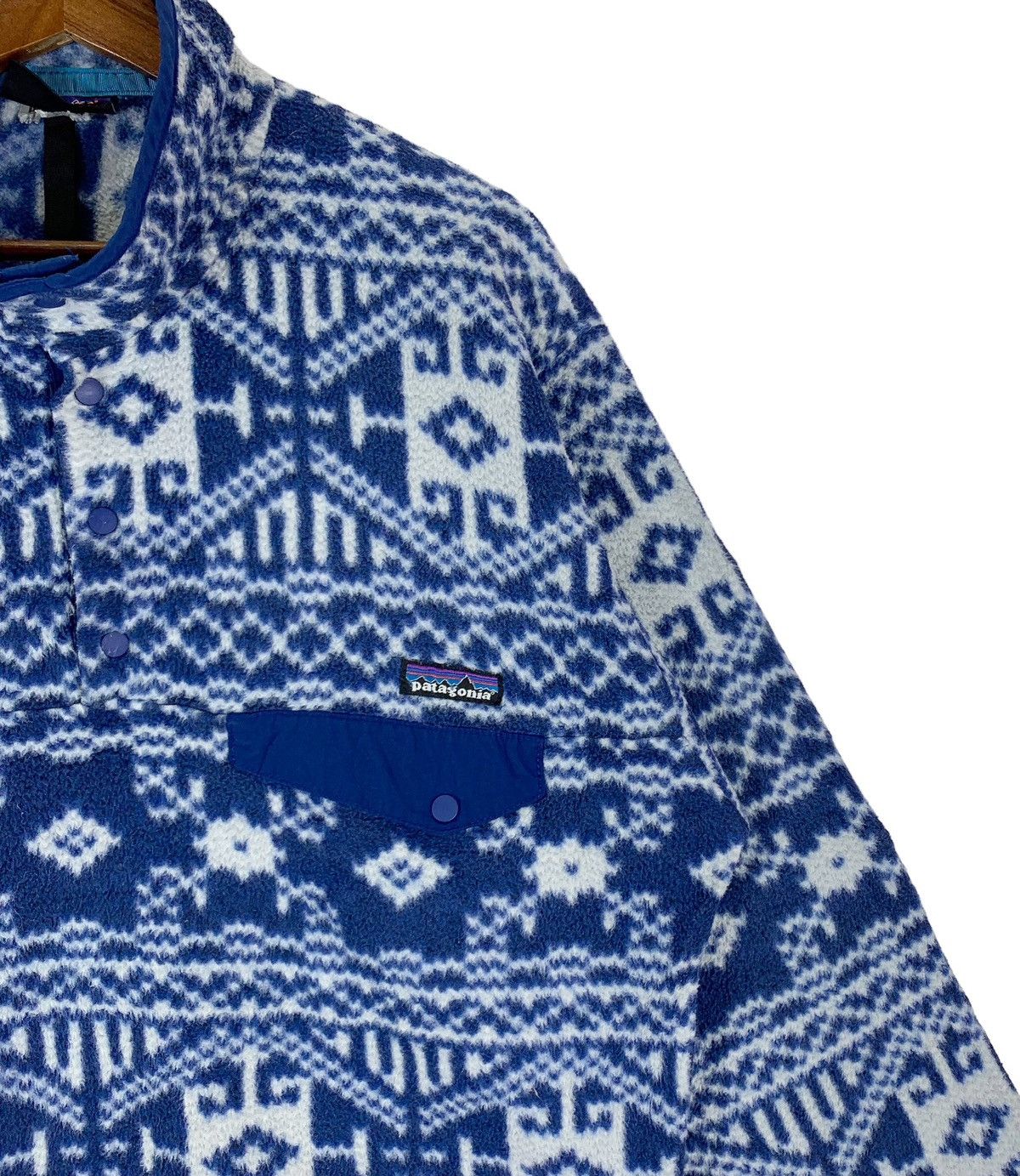 Patagonia × Vintage VINTAGE 90S PATAGONIA SYNCHILLA AZTEC TRIBAL FLEECE JACKET Size US M / EU 48-50 / 2 - 5 Thumbnail