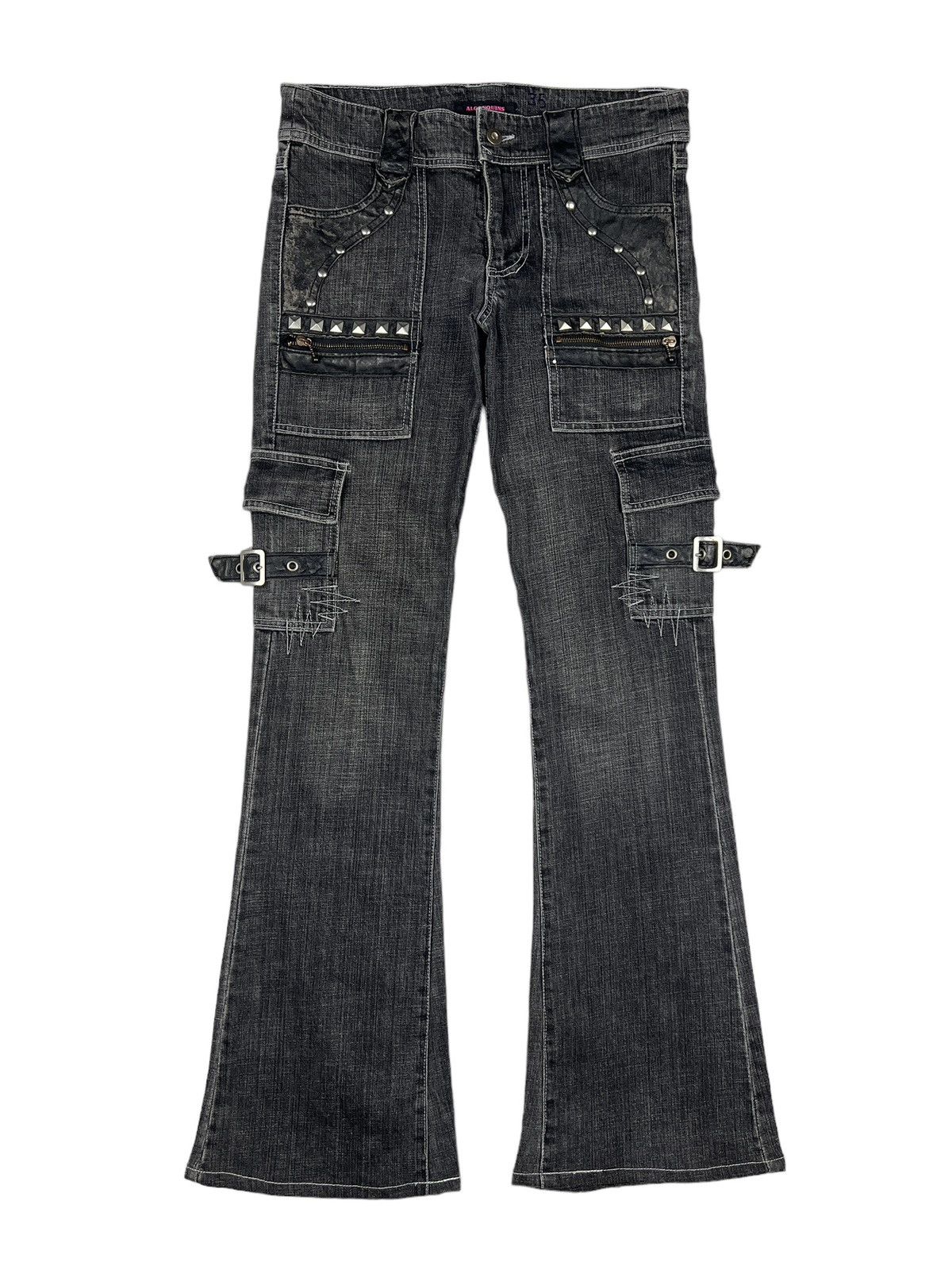 Japanese Brand Algonquins 🇯🇵 Studded Flare Cargo Denim Size US 31 - 1 Thumbnail