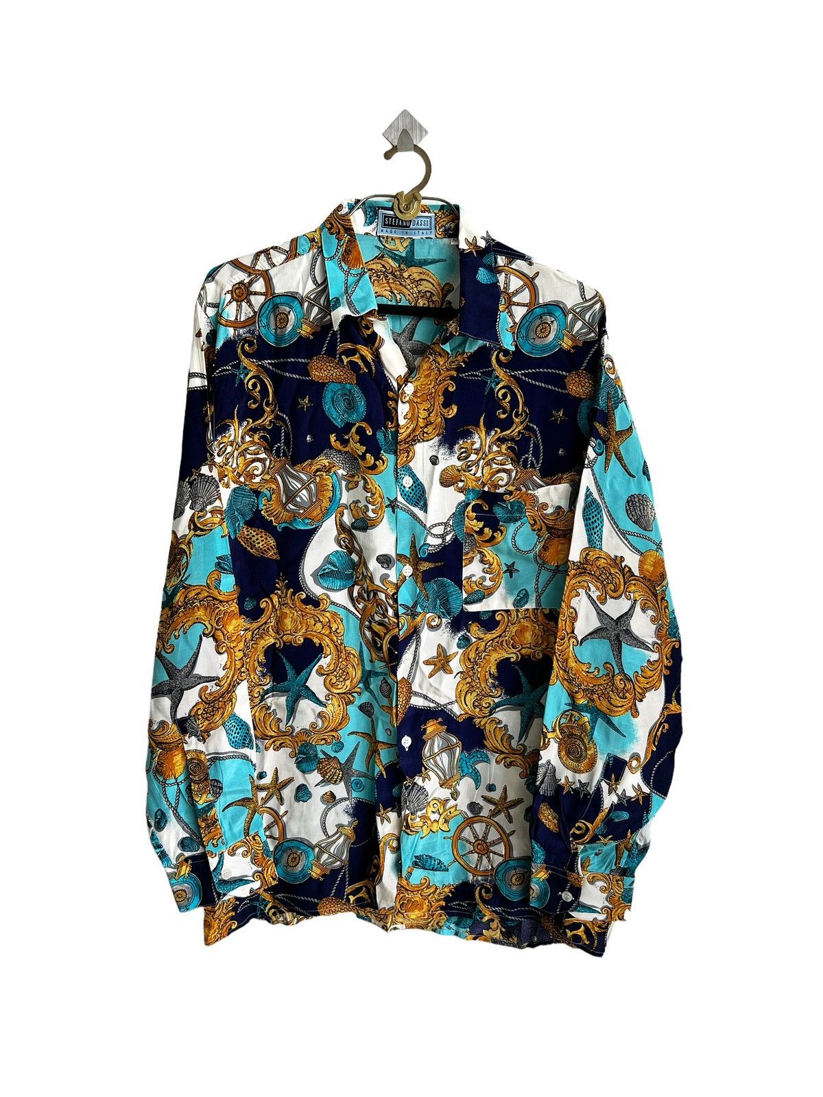 Barque × Versace Prototype Stefano Dassi 🇮🇹 Chain Baroque Luxury Rayon Shirt Size US M / EU 48-50 / 2 - 2 Thumbnail