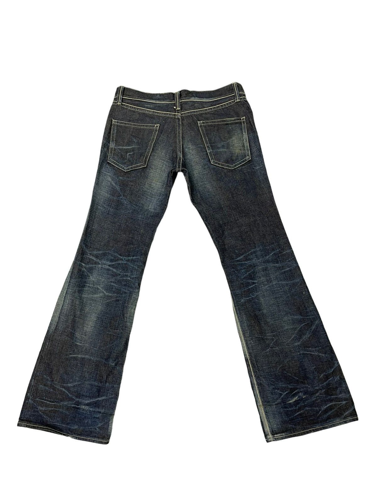 Japanese Brand Flare Jeans Ufin & Sons Distres Thick Denim Bell Bottom 5🟦9 Size US 35 - 13 Thumbnail