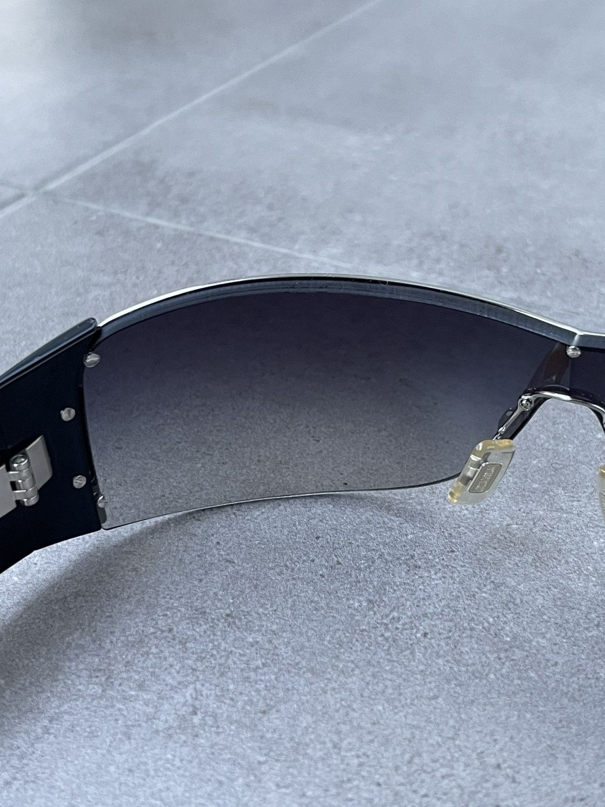 Miu Miu !DS! Miu Miu SMU58G 1BC-5D1 Black Silver Shield Sunglasses Size ONE SIZE - 9 Thumbnail