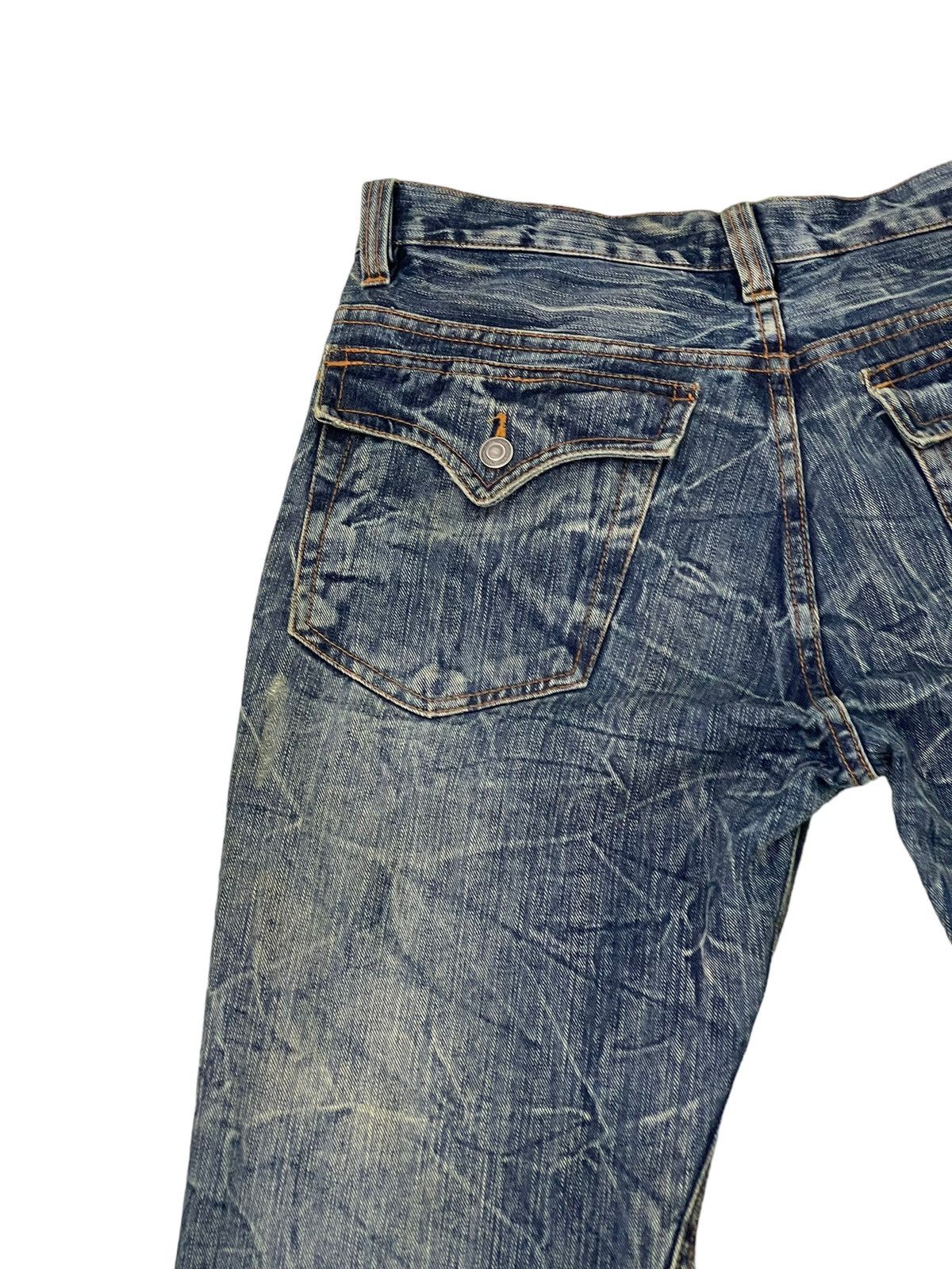 Japanese Brand Flare Jeans Nylaus Distress Acid Wash Boot Cut 5🟦7T Size US 33 - 19 Thumbnail