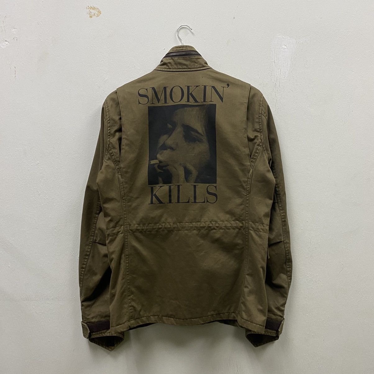 image of VintageHysteric Glamour Smokin' Kills Army Jacket in Green Army, Men's (Size Large)
