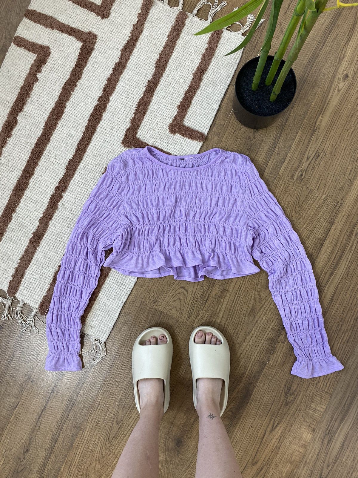 Vintage PURPLE QUILTED CROPPED LONGSLEEVE Size M / US 6-8 / IT 42-44 - 1 Thumbnail