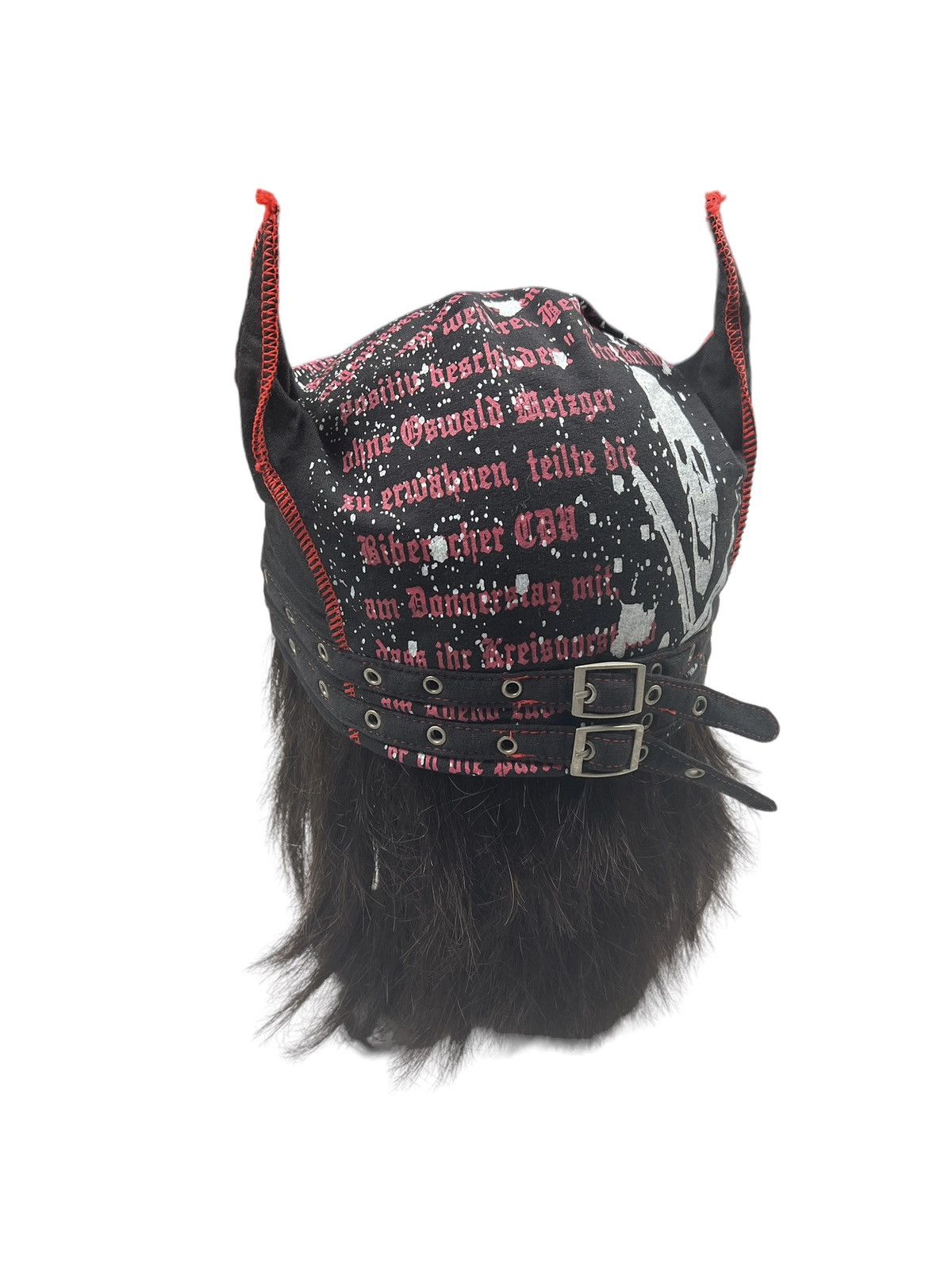 Japanese Brand Skull Anarcho Punk Poem Horn Beanie Size ONE SIZE - 7 Thumbnail