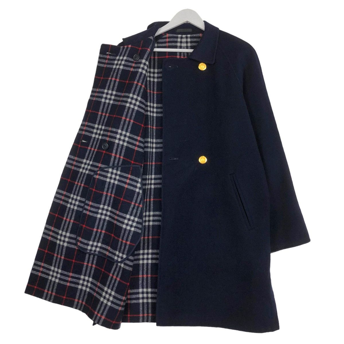 Burberry × Burberry Prorsum × Vintage 💥BURBERRYS NOVA CHECK VINTAGE NAVY WOOL LONG JACKET Size US L / EU 52-54 / 3 - 1 Thumbnail