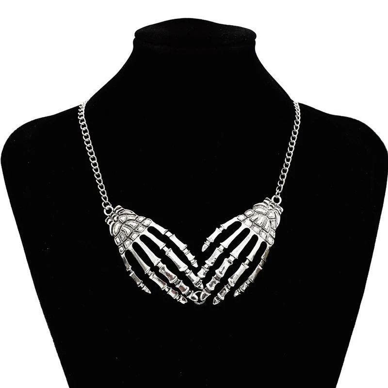 Jewelry Double Hand Skeleton Anatomic Pendant Necklaces Size ONE SIZE - 1 Thumbnail