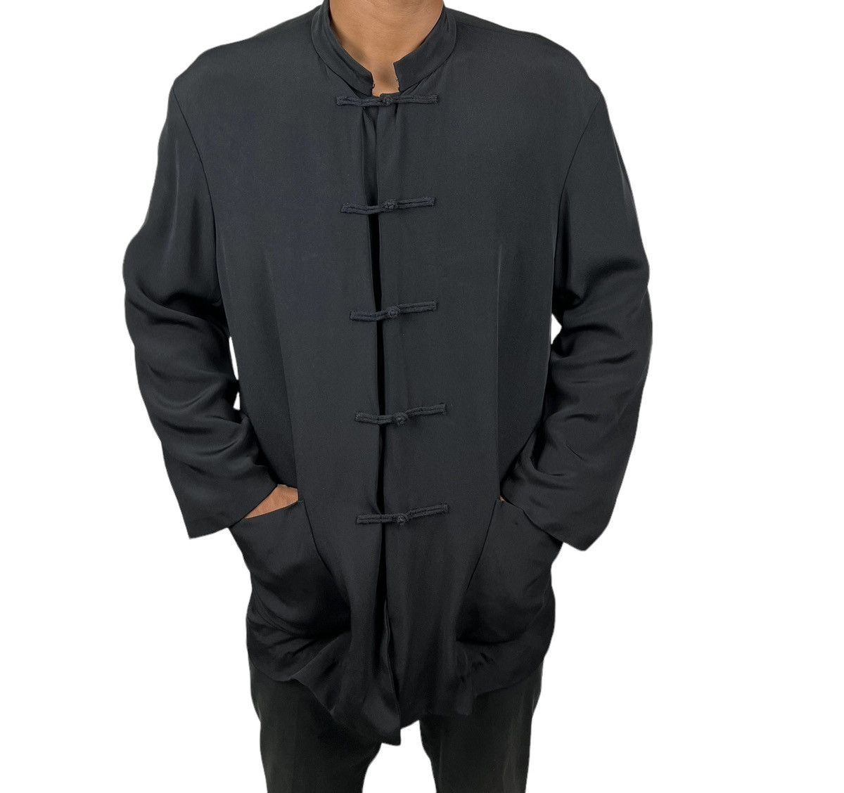Yohji Yamamoto 💥 YS FOR MEN YOHJI YAMAMOTO SILK MANDARIN JACKET Size US L / EU 52-54 / 3 - 7 Thumbnail
