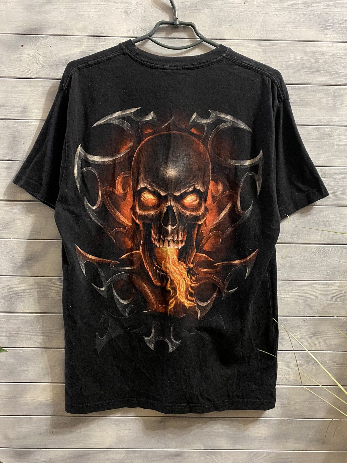 Vintage Rare Vintage T-Shirt Fire Dragon Skeleton. Y2K style. Punk Size US M / EU 48-50 / 2 - 2 Thumbnail