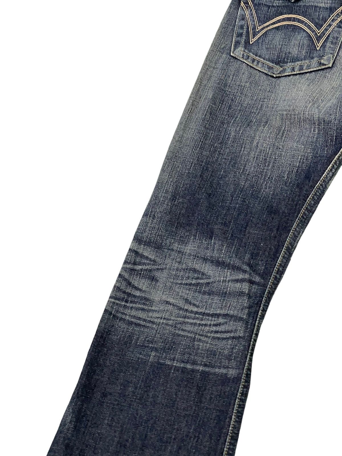 Edwin Flare Jeans Edwin Distress Acid Wash Low Rise Boot Cut 5🟦5T Size US 31 - 17 Thumbnail