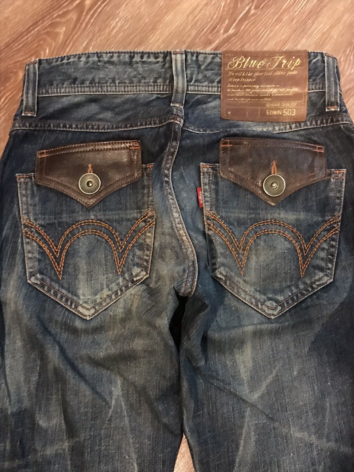 Edwin Flare jeans Edwin rare design Japan 🇯🇵 Size US 29 - 3 Thumbnail