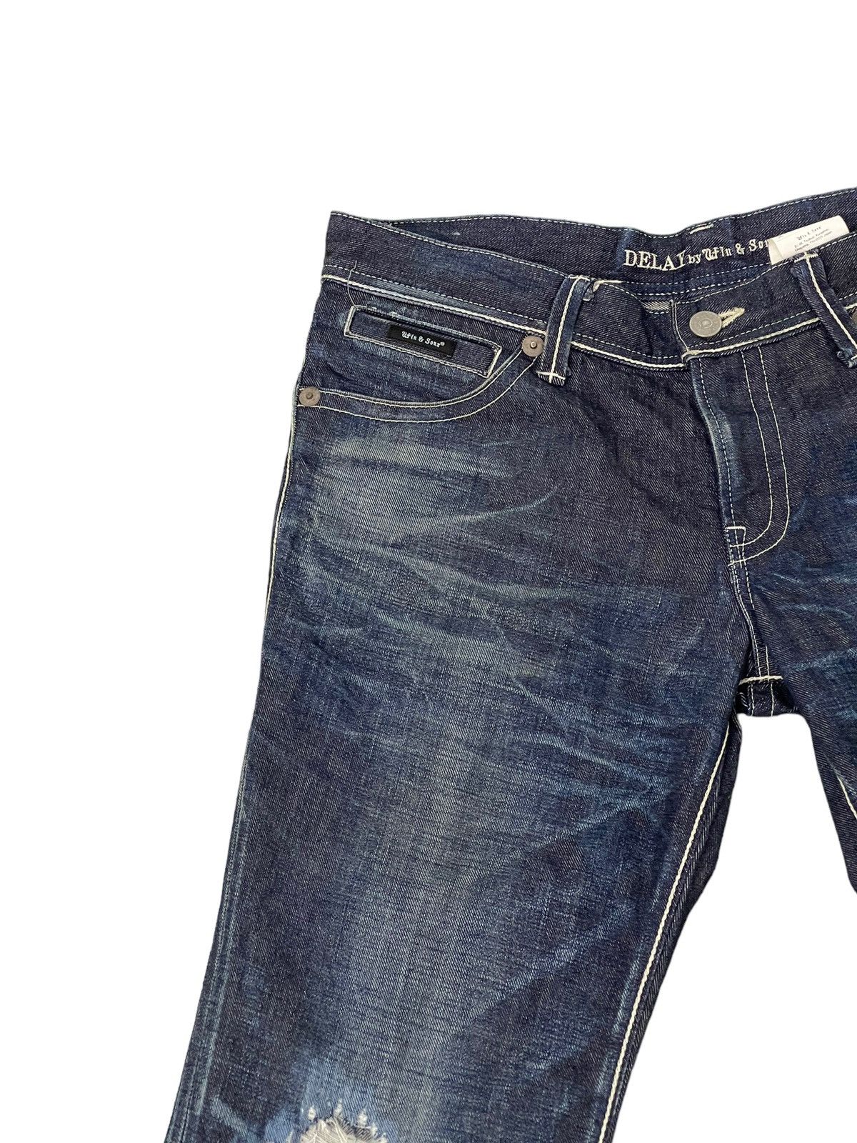 Japanese Brand Flare Jeans Ufin & Sons Distres Thick Denim Bell Bottom 5🟦9 Size US 35 - 8 Thumbnail
