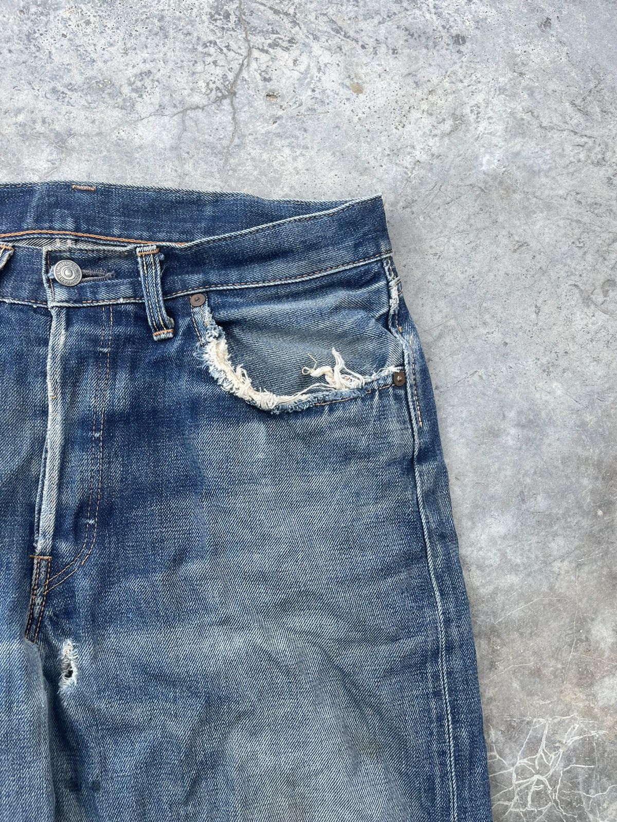 Edwin Vintage Edwin 505 Straight Cut Distressed Baggy Jeans Size US 32 / EU 48 - 6 Thumbnail