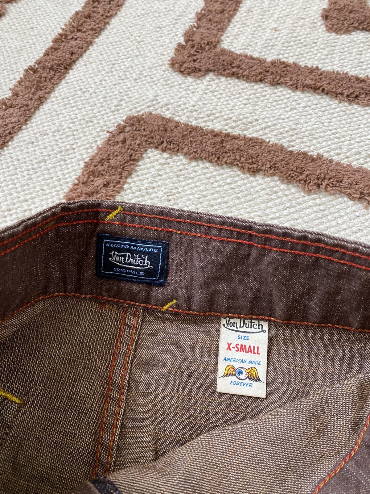 Von Dutch VINTAGE RARE VON DUTCH MINI JEANS BROWN SKIRT Size 27" / US 4 / IT 40 - 6 Thumbnail