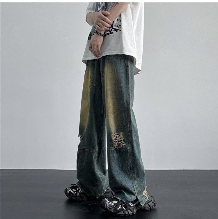 Ripped Hole Vintage Blue Jeans