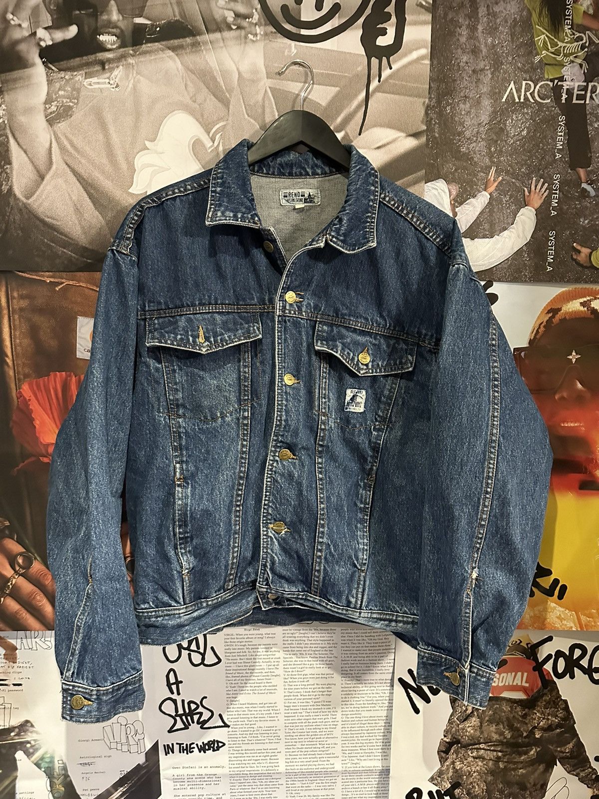 Vintage Reno Work Gear Button Up Denim Jacket Workwear Grailed