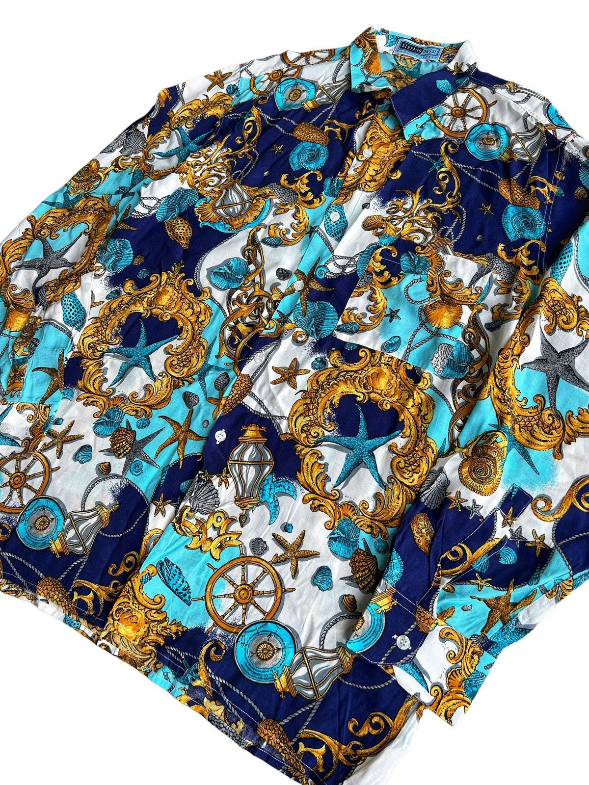 Barque × Versace Prototype Stefano Dassi 🇮🇹 Chain Baroque Luxury Rayon Shirt Size US M / EU 48-50 / 2 - 4 Thumbnail